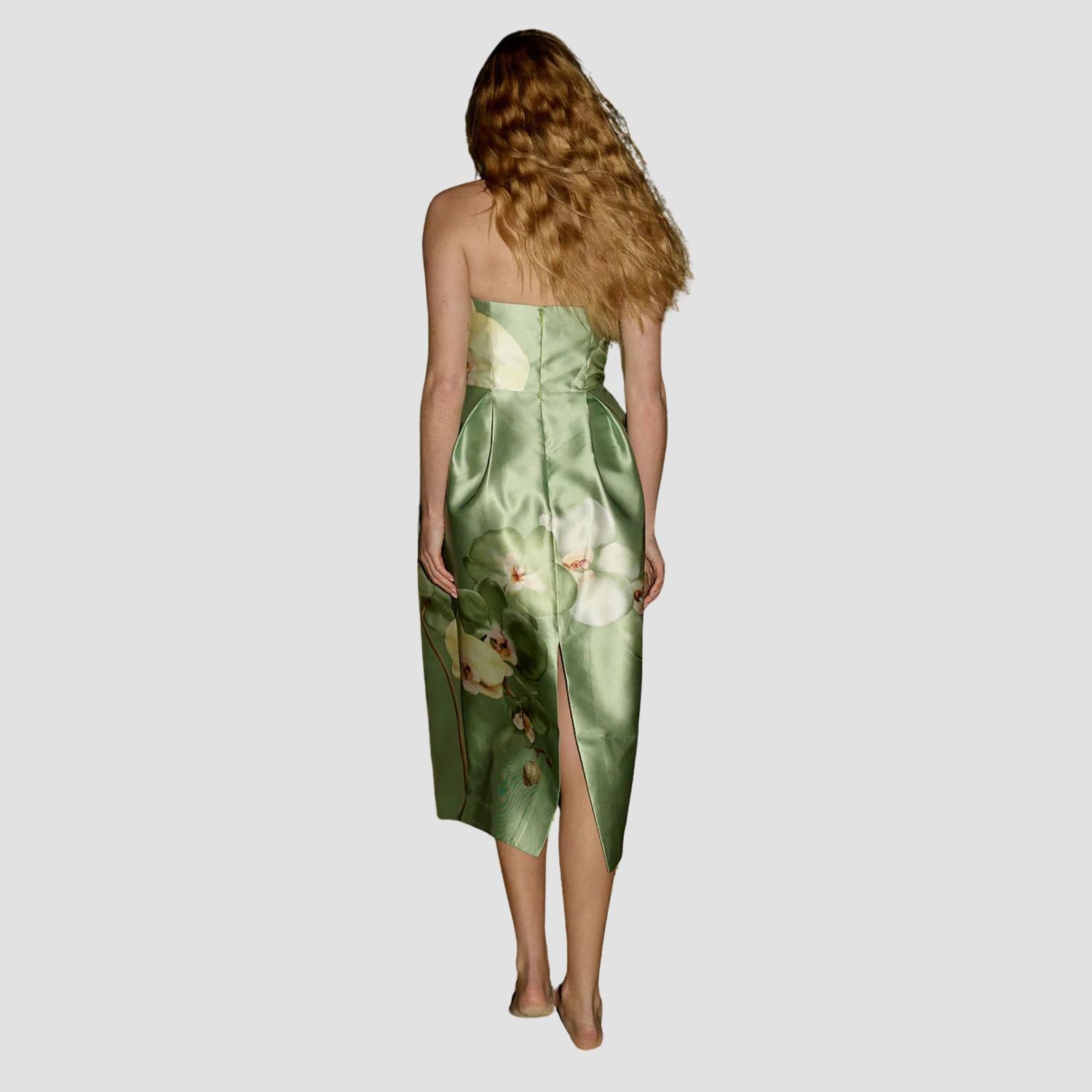 Aston Studio Sophia Strapless Column Gown in meadow phalae - women's dress - detail view