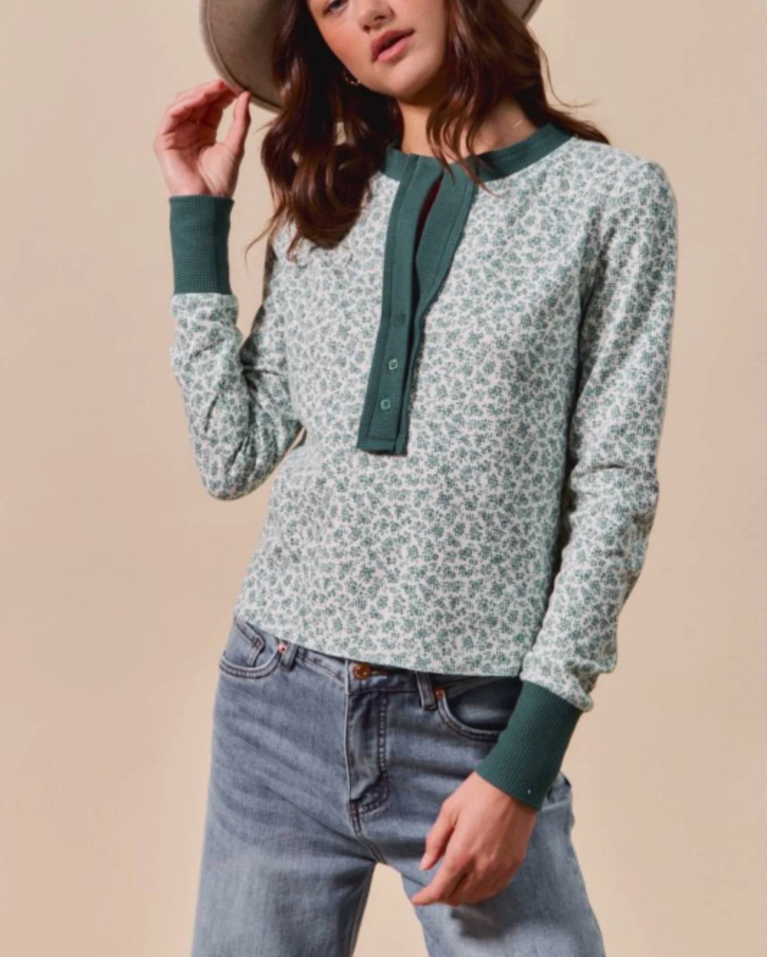 So Me - Fishers Floral Henley Top