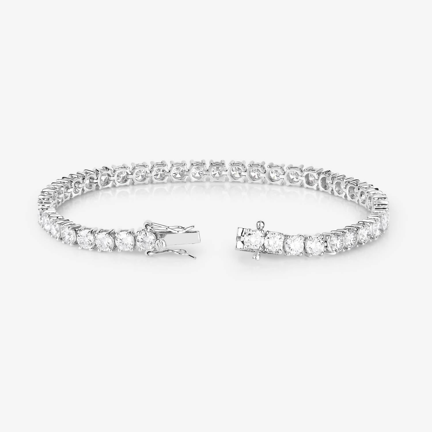 Diana M Jewels Women's Round Lab-grown Diamond Bracelet (10.00 Ct) - Bold in 14k white gold - women's jewelry - detail view