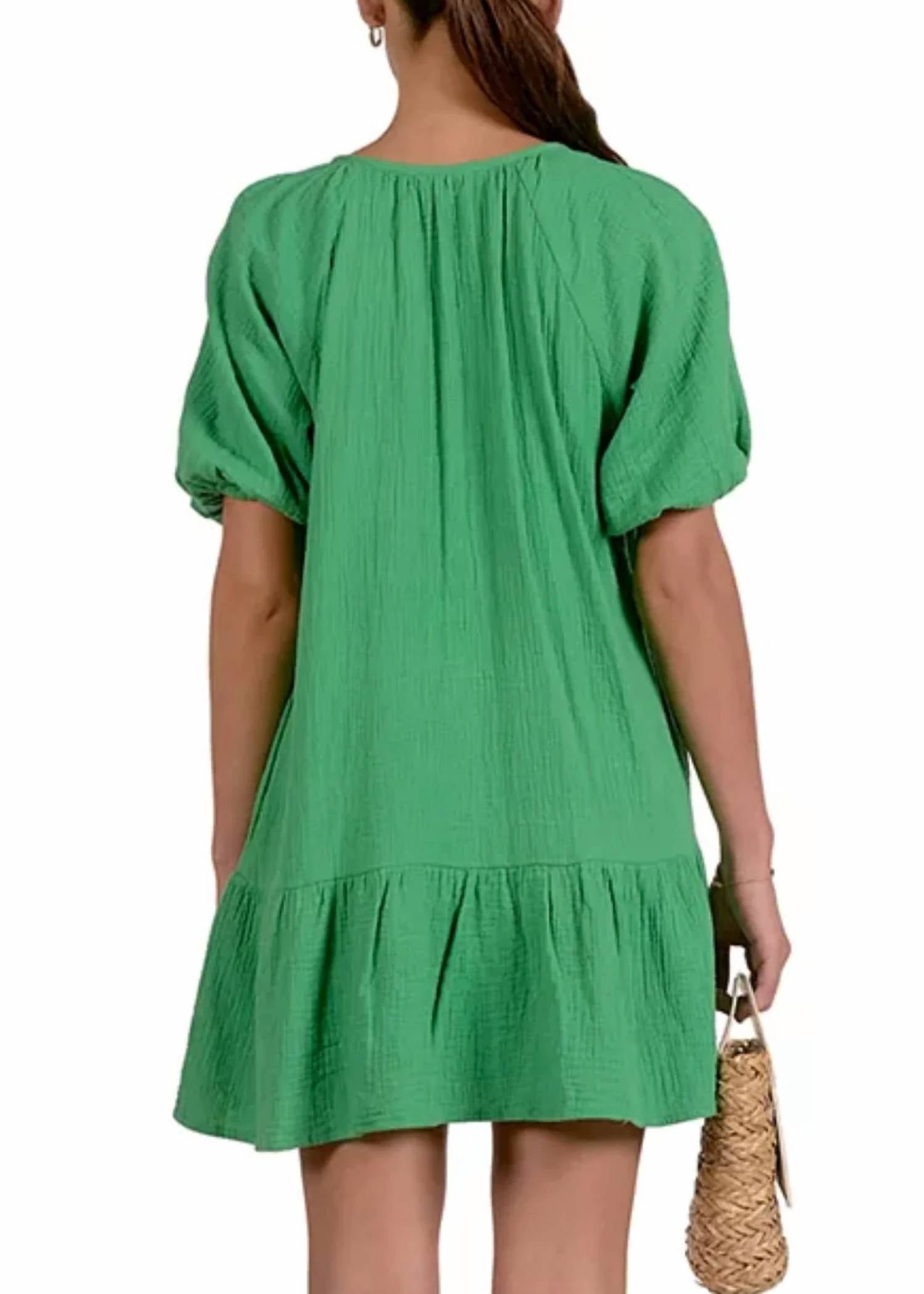 Elan - V Neck Tunic Short Mini Dress