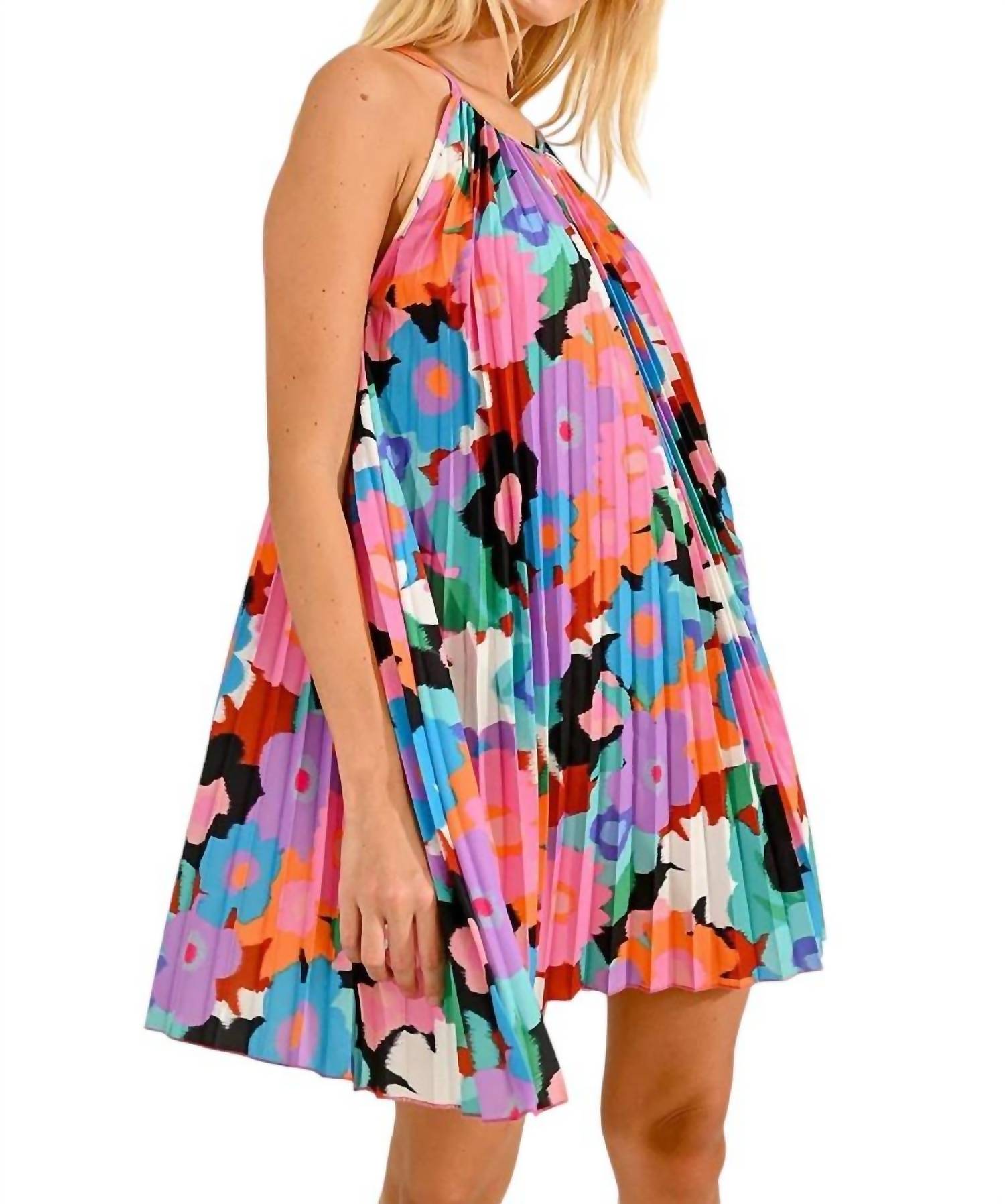 Molly Bracken - PLEATED FLORAL MINI DRESS
