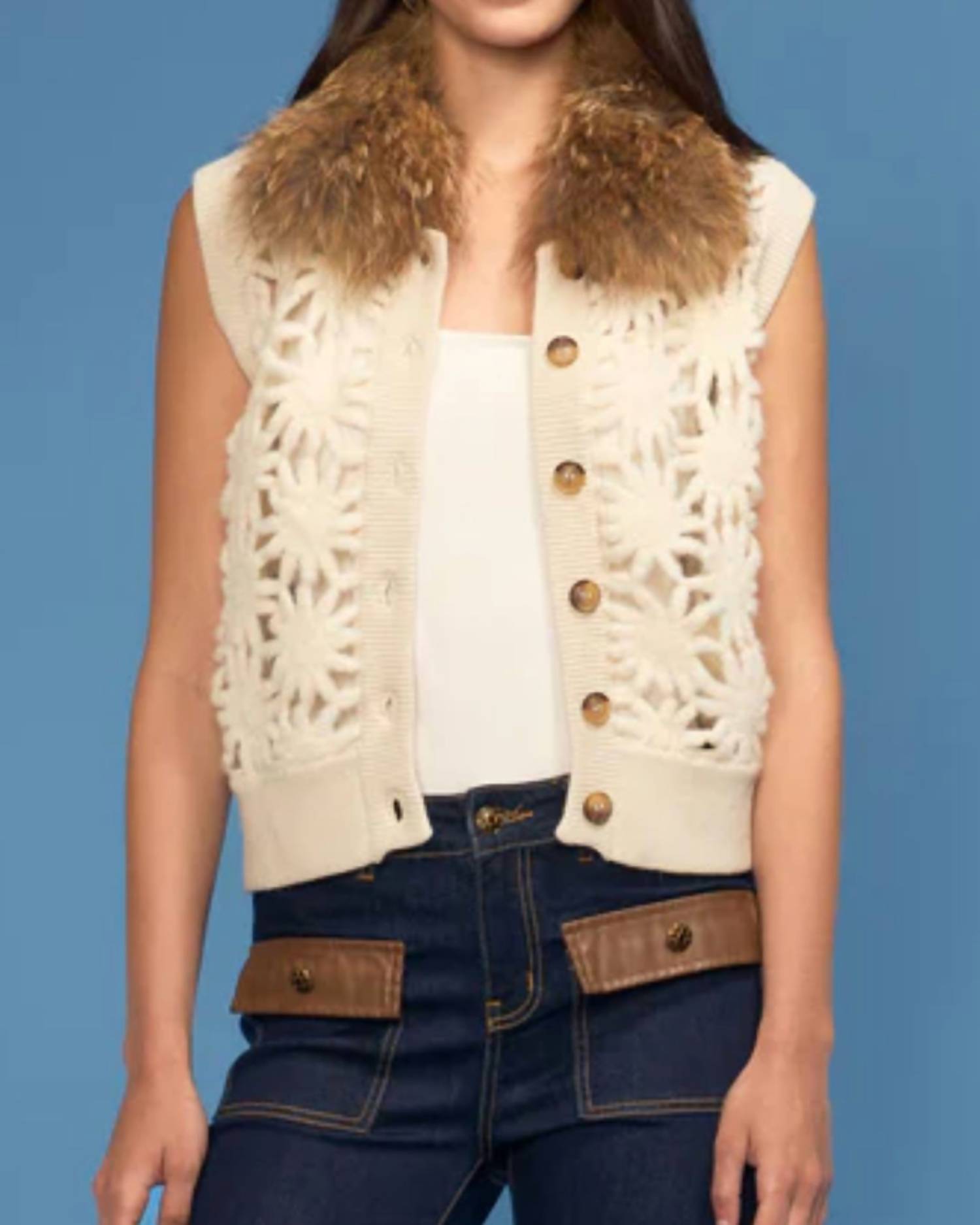 Oolala - Crochet Knit Fur Vest
