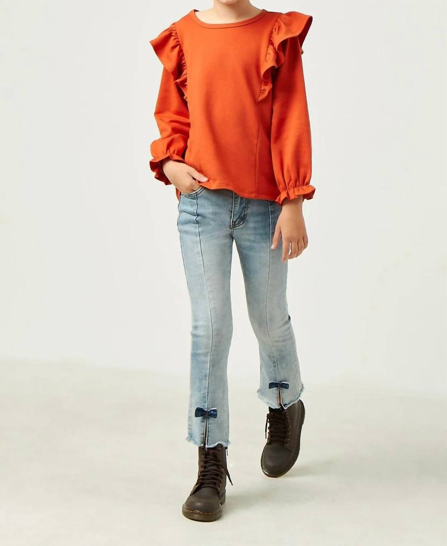 Hayden La - Ruffle Long Sleeve Top