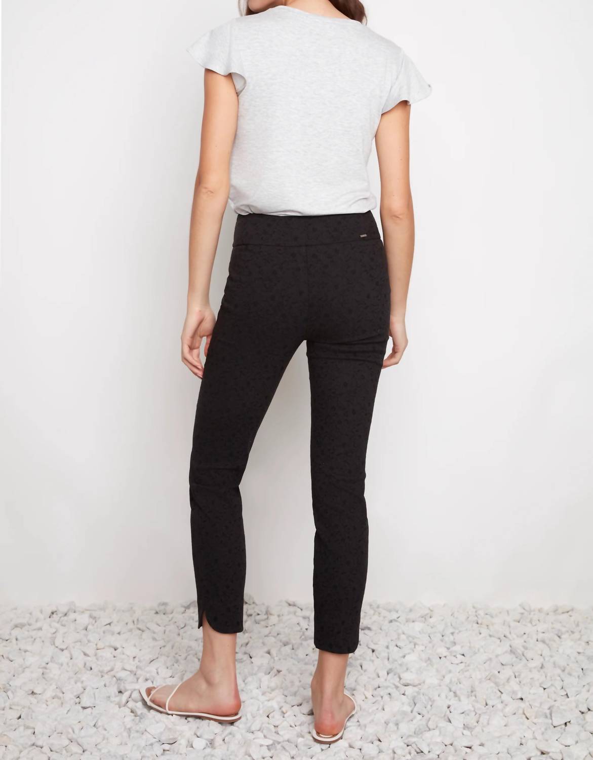 Up! - Loom Textured Petal Slit Ankle Pant