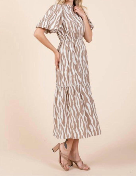 Geegee - Zebra Print Tiered Midi Dress