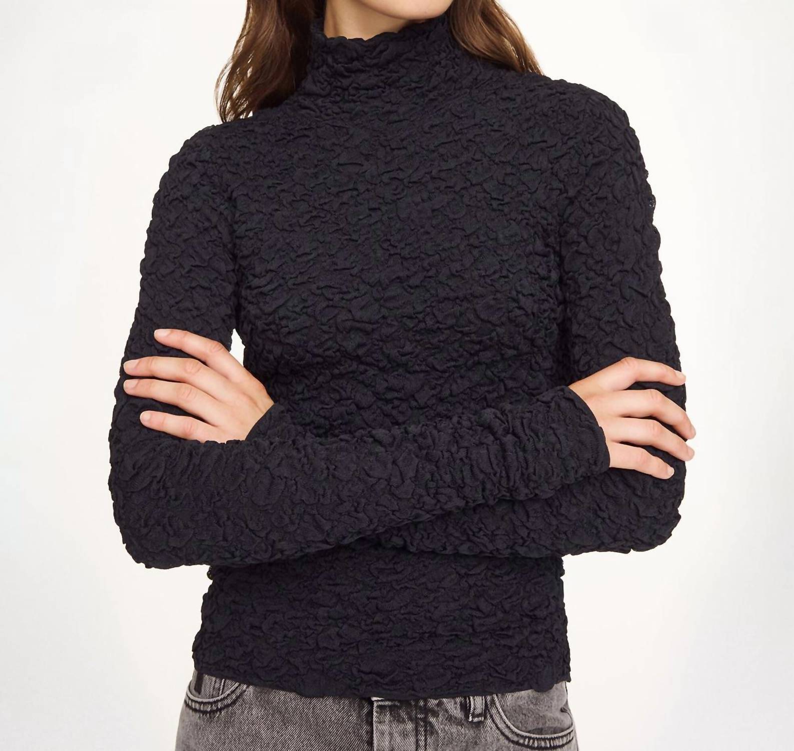 BY MALENE BIRGER Aura Turtleneck Blouse in black - women's blouse - alternate view