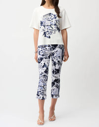 Joseph Ribkoff - millennium conversational print crop pull on pants