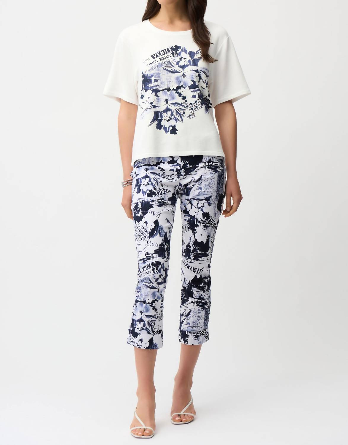 Joseph Ribkoff - millennium conversational print crop pull on pants