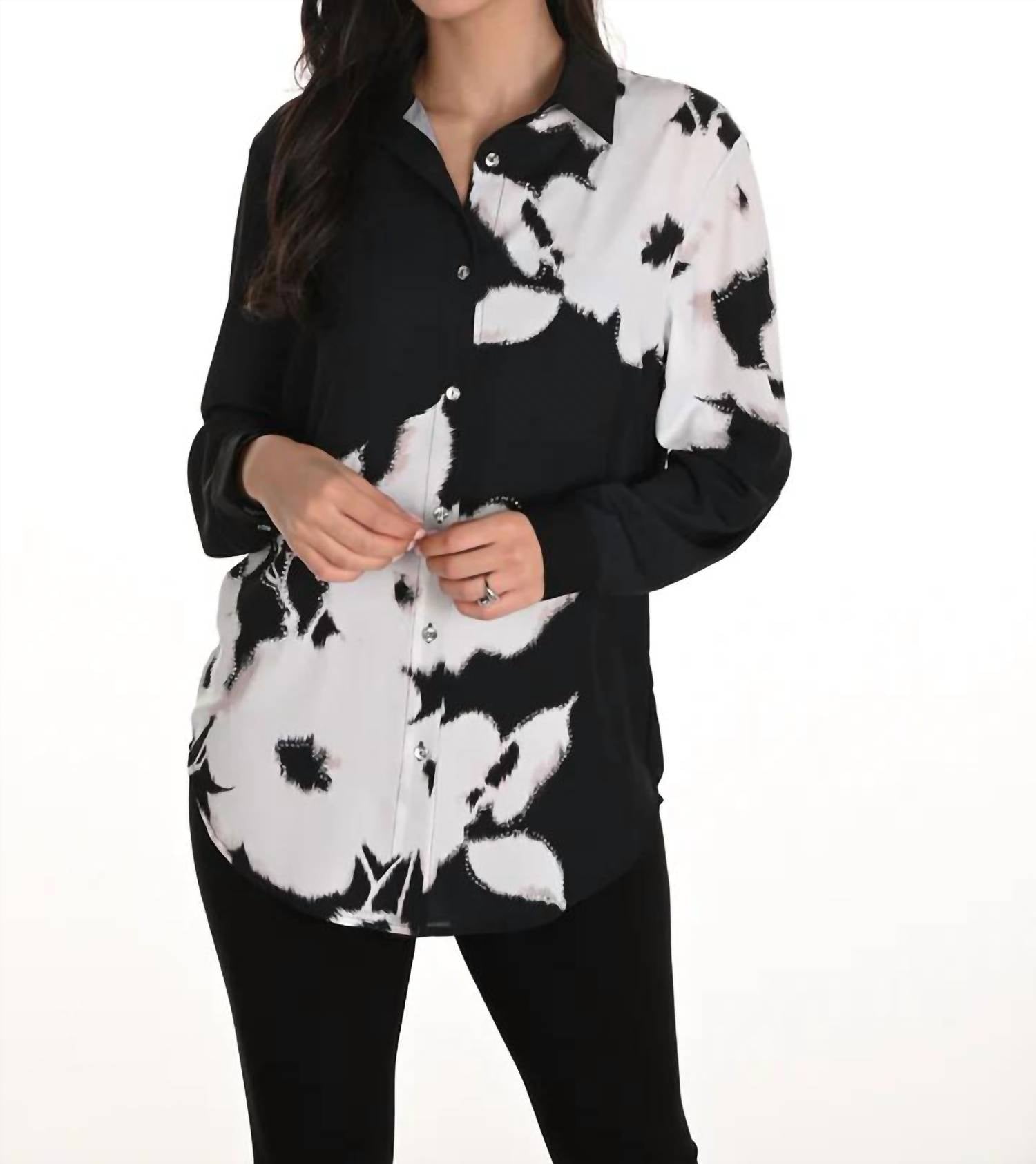 Frank Lyman - Farin Floral Long-sleeve Sequin Tunic