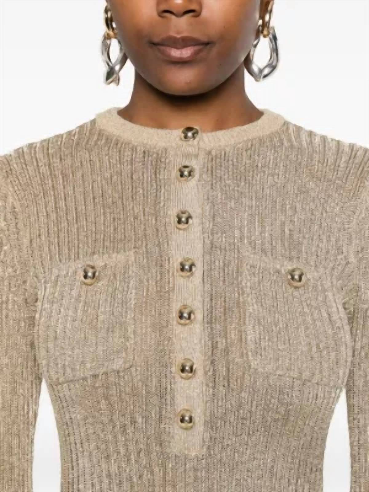 Self-Portrait - Lurex Ribbed Knit Top With Belt