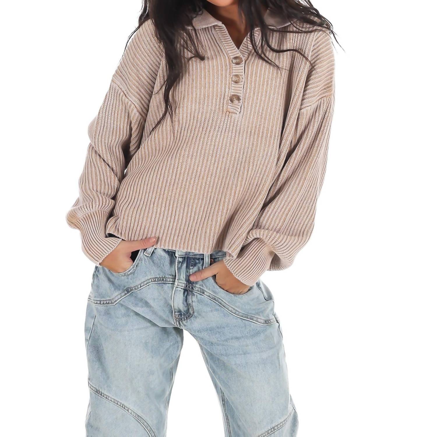 Zenana - Always on Point Collared Sweater
