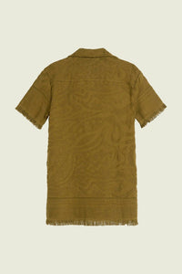 OAS Aya Terry Mini Dress in olive - women's dress - detail view