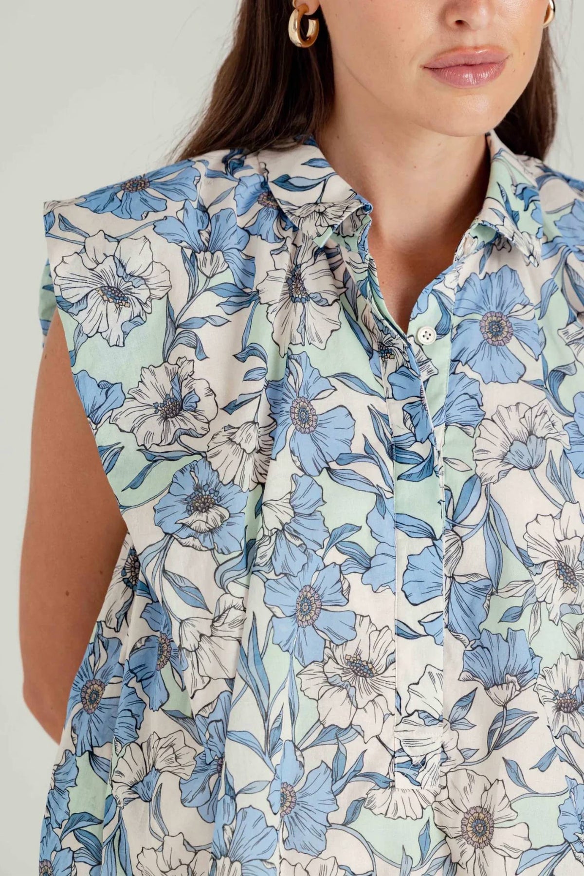 Sundays - Sutton Cap Sleeve Button Down Shirt
