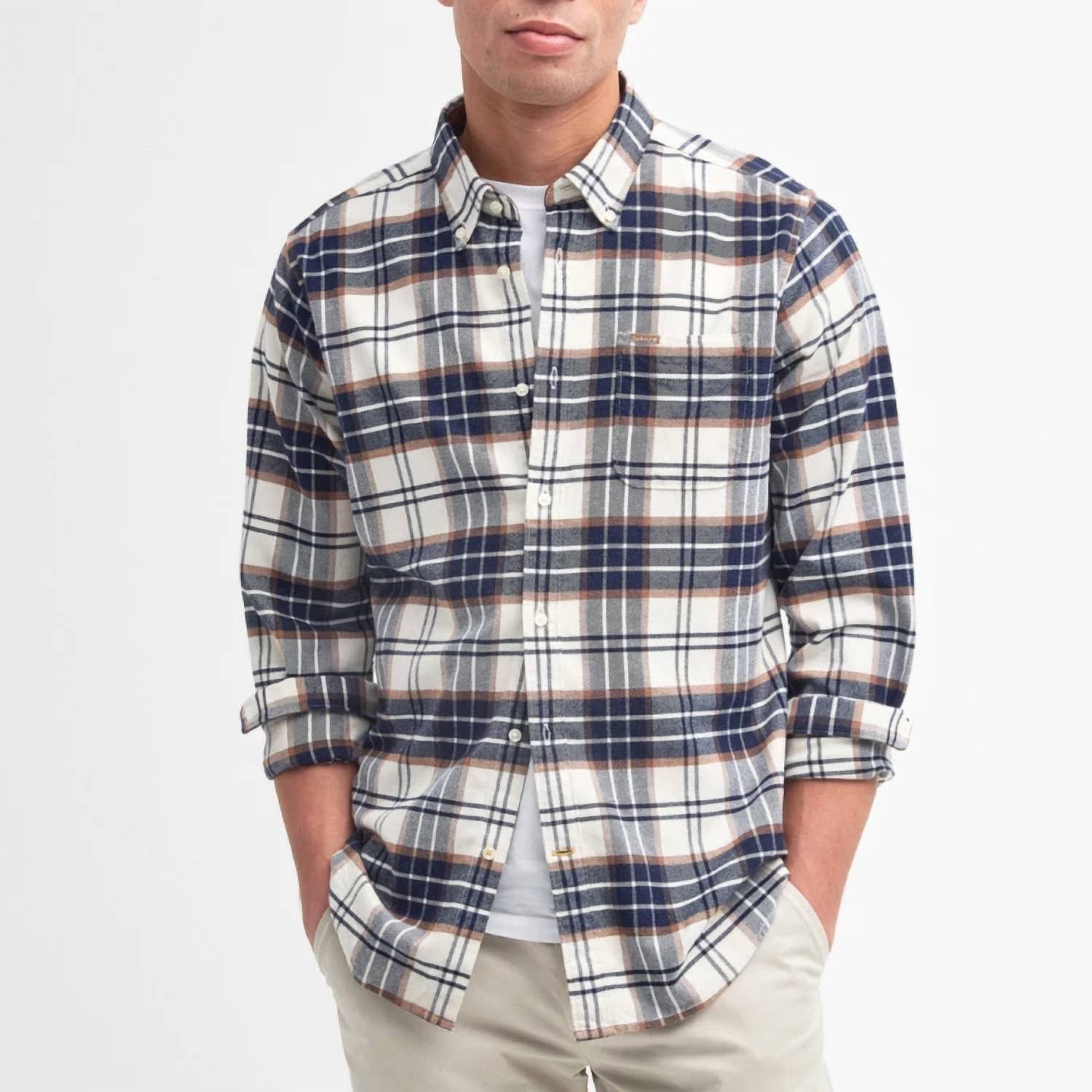 Barbour Portdown Tailored Long-Sleeved Shirt in ecru - men's shirt