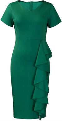 Metamorphosis Ruffle Midi Dress in green - women's dress