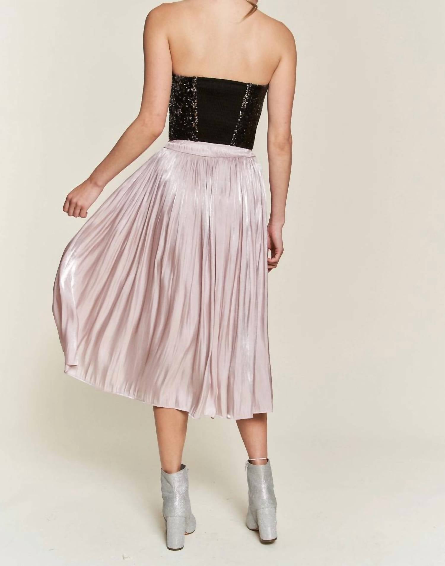 J.Nna - Metallic Pleated Midi Skirt