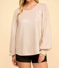 Les Amis - Long Sleeve Champagne Shimmer Blouse