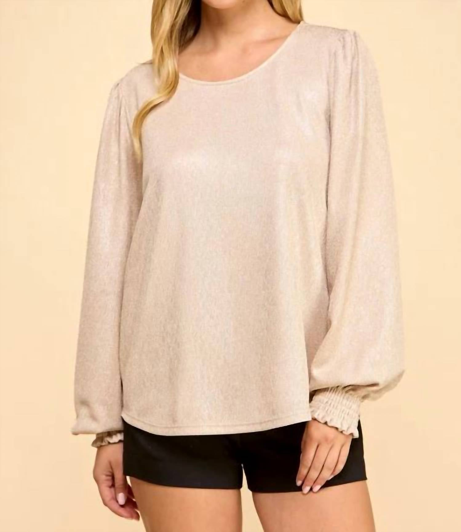 Les Amis - Long Sleeve Champagne Shimmer Blouse