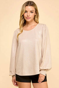 Les Amis - Long Sleeve Champagne Shimmer Blouse