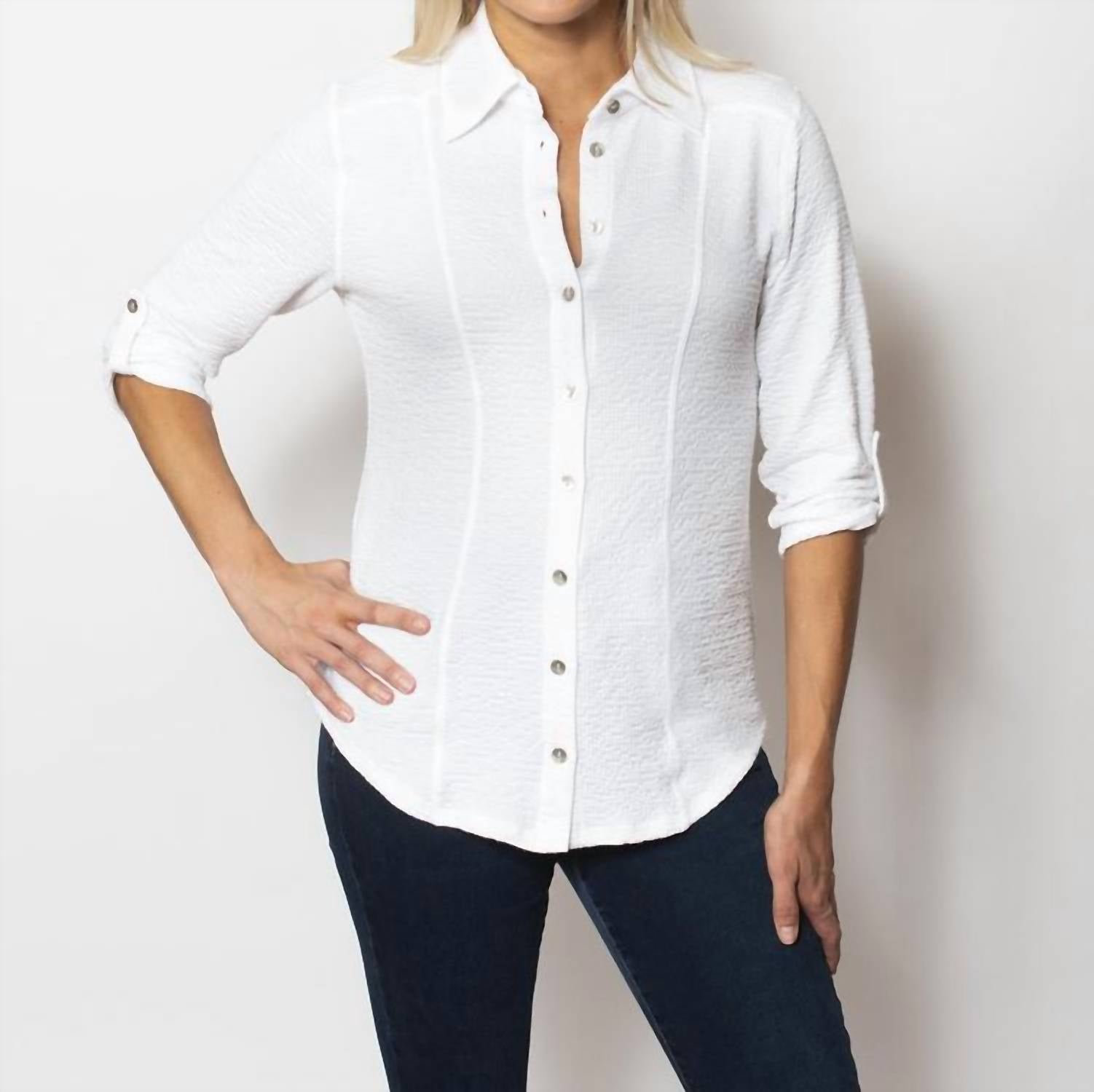 Sno Skins - Seersucker Knit Matching Thread Button Shirt