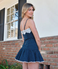 Katie J NYC Clarke Corset Top in navy white dot - women's tank top - alternate view
