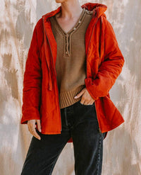 Oddi - Quilted Drawstring Zip Jacket With Hood