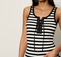 Sanctuary - Lace Up Stripe Tank Top
