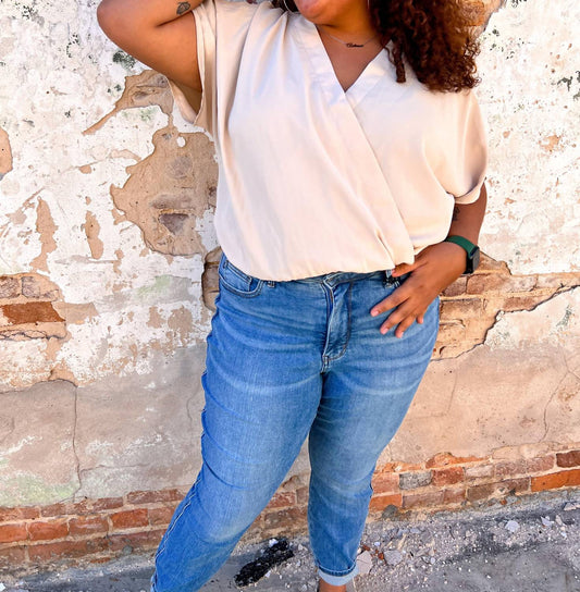 Quinn Lightweight Crinkle Surplice Bodysuit- Plus