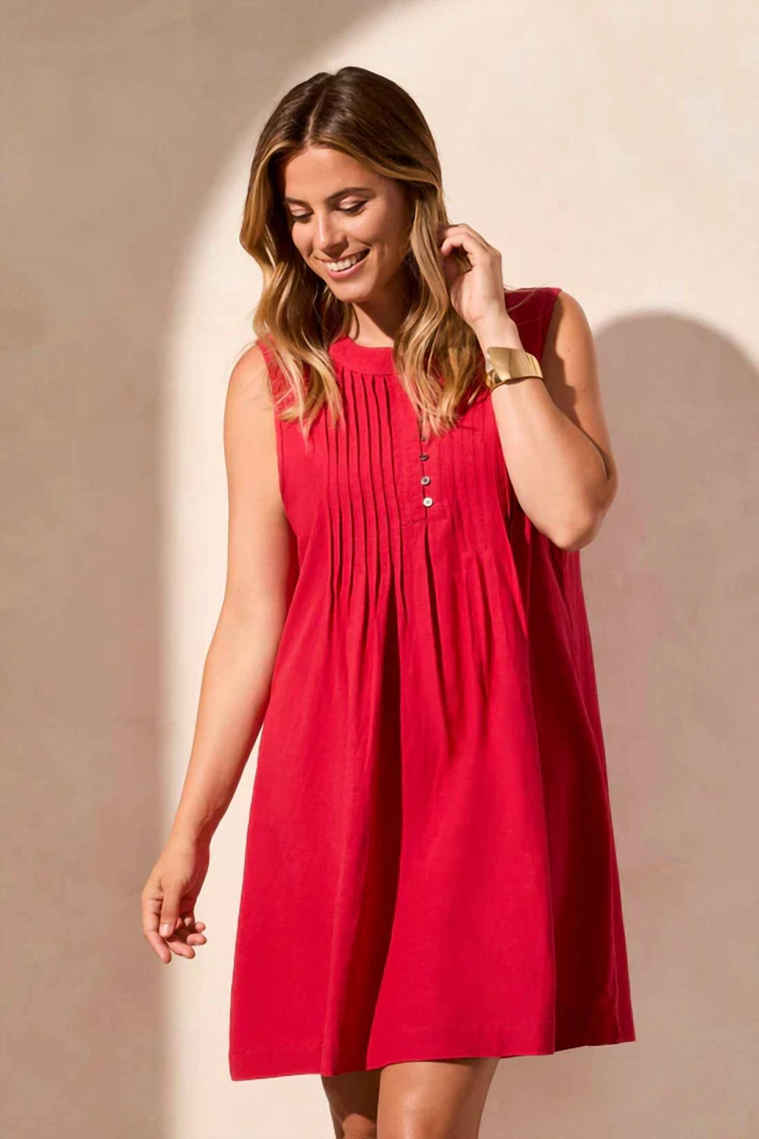 Tribal - Pleated Sleeveless Mini Dress