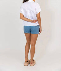 Karlie - Poplin Collar V-neck Top
