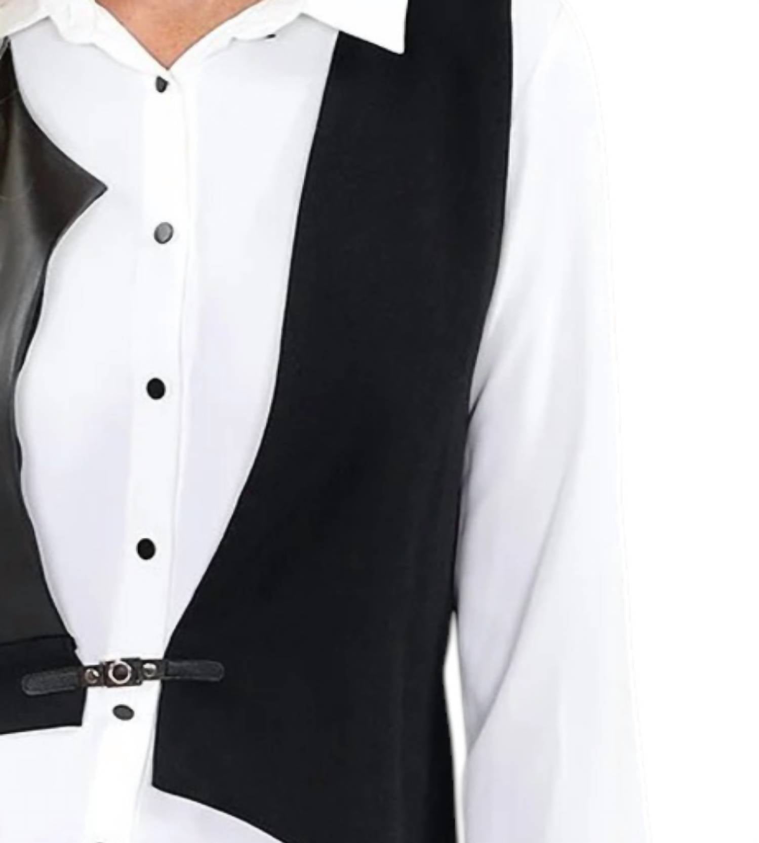 Michael Tyler Top And Vest Twin Set in black white - women's sleepwear - detail view