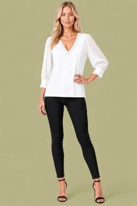 Maven West - 3/4 Sleeve Mixed Media Top