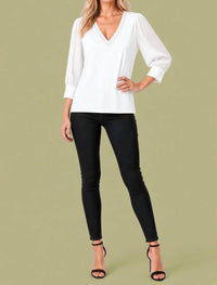 Maven West - 3/4 Sleeve Mixed Media Top