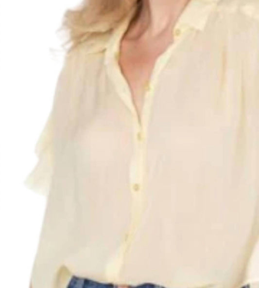 Maven West - Raw Edge Short Sleeve Ruffle Top