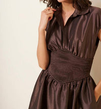 Hutch - Drop-waist Short-sleeve Iridescent Midi Dress