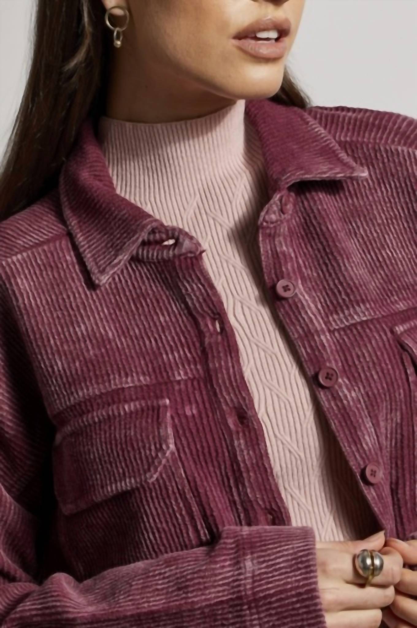 Tribal - RELAXED FIT CROP SHACKET - Plus