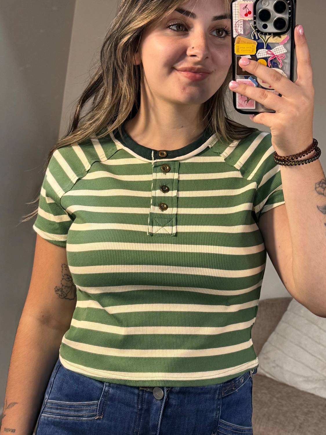 Le Lis - Adele Stripe Short Sleeve Top With Buttons