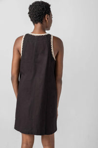 Lilla P Crochet Trim V-neck Dress in black - women's dress - detail view