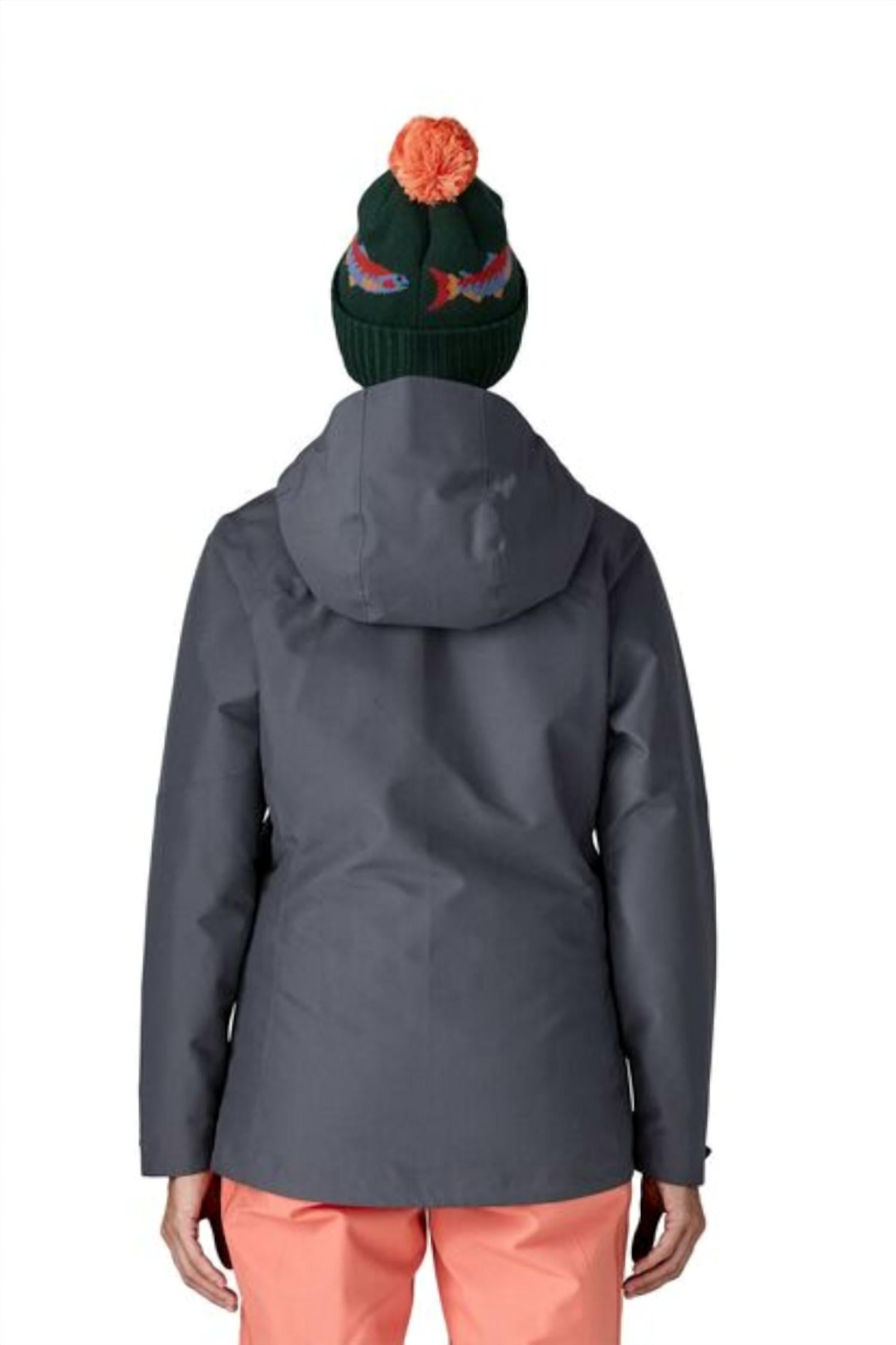 Patagonia Insulated Powder Town Jacket in smolder blue with orange peel - women's jacket - detail view