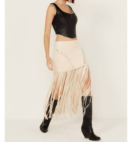 Vocal Apparel - Suede Fringe Studded Skirt