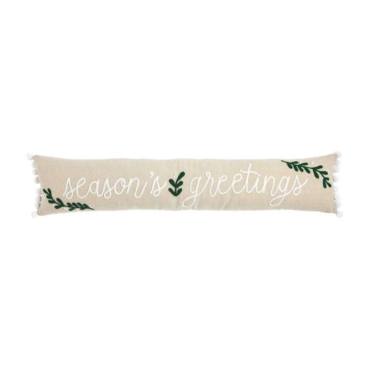 Season's Greetings Embroidered Long Pillow