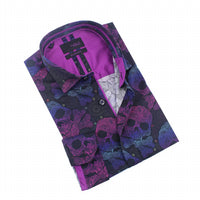 Eight X - Neon Skull and Bones With Paisley Button Down Shirt