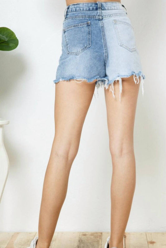 Blue B - Dakota Two Tone High Waisted Denim Shorts