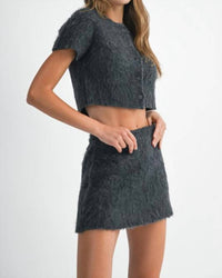 Mable - Fuzzy Short Sleeve Cardigan
