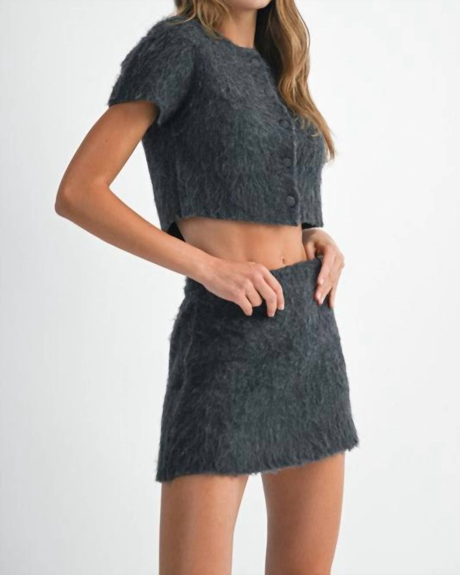 Mable - Fuzzy Short Sleeve Cardigan