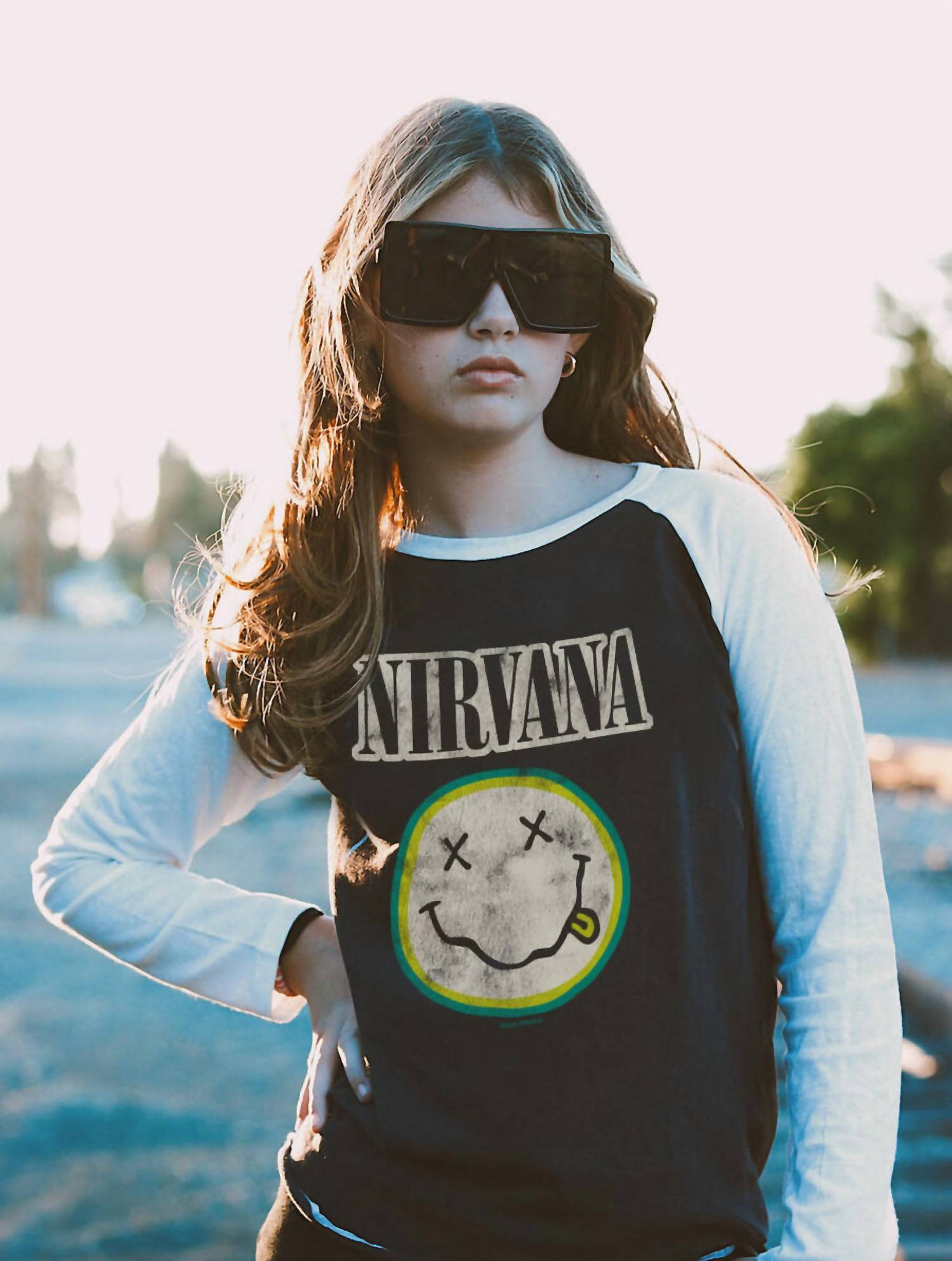 Rowdy Sprout - Kid's Nirvana Smiley Raglan