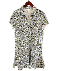 Lulu-B - Women's Short Sleeve Zip Up Ruffle Dress