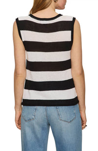 Sanctuary Soft V-neck Shell Tank in chalk black stripe - women's tank top - alternate view