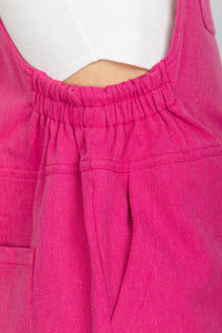 Very J - Suspender Solid Woven Casual Overall Romper
