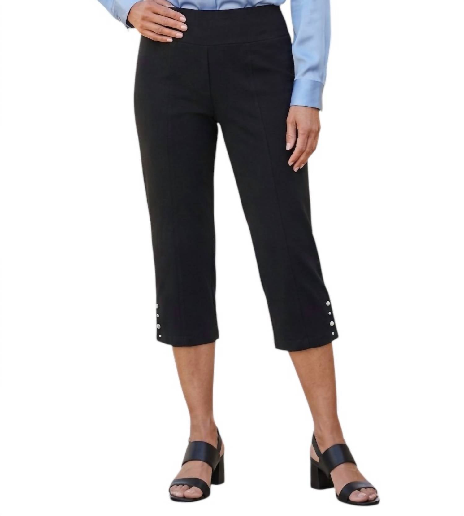 Euro Bengaline Skimmer Capri Pants in black - women's pants